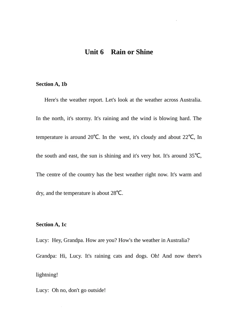 《2025人教版七下Unit6RainorShine听力材料-2024新教材-_初中英语789_最新人教版英语七年级下册_七下英语2025版_02.2025春英语人教7下课文音频（含听力材料）+单词音频》第1页预览