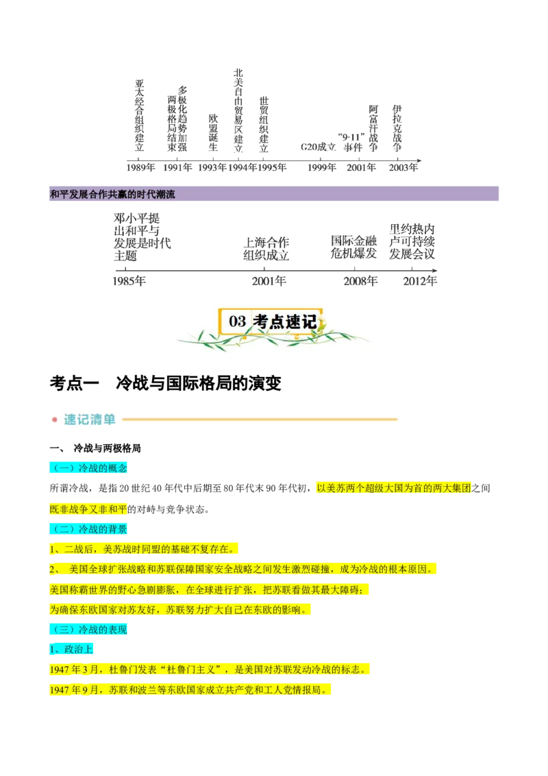 《第8~9单元20世纪下半叶世界的新变化、当代世界发展的特点与主要趋势知识清单+素养提升（统编版中外历史纲要下册）_新版高中_高中历史新版_高中历史纲要下（统编版）_知识清单》第3页预览