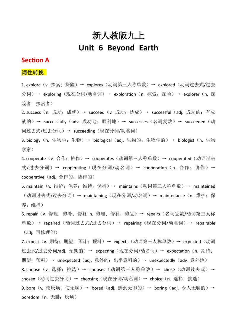《新人教版九上知识清单U6（知识清单）(1)_初中英语789_26秋最新人教版英语九年级上册_26秋人教九上_08、单元知识清单背诵版+默写版PDF版+word版_知识清单WORD版本》第1页预览
