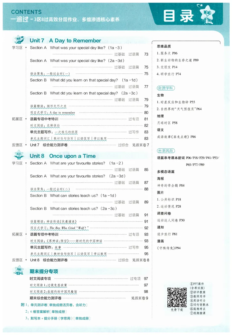 《2025春一遍过英语七下RJ主书练习册-2024新教材-_初中英语789_最新人教版英语七年级下册_七下英语2025版_15.2025春英语人教7下热门资料合集_25七下RJ英语一遍过》第8页预览