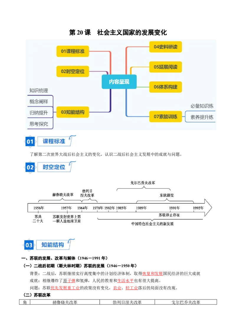 《第20课社会主义国家的发展与变化（教师版）_新版高中_高中历史新版_高中历史纲要下（统编版）_同步讲义-P5_2024版》第1页预览