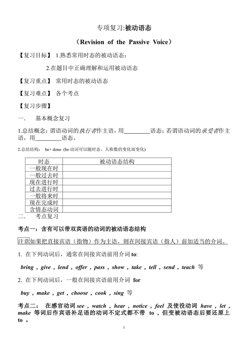 《被动语态_初中英语789_26秋最新人教版英语九年级上册_26秋人教九上_39、赠送其它资料_旧版资料_10.知识点复习资料_赠送：中考复习资料_中考语法专题》第1页预览
