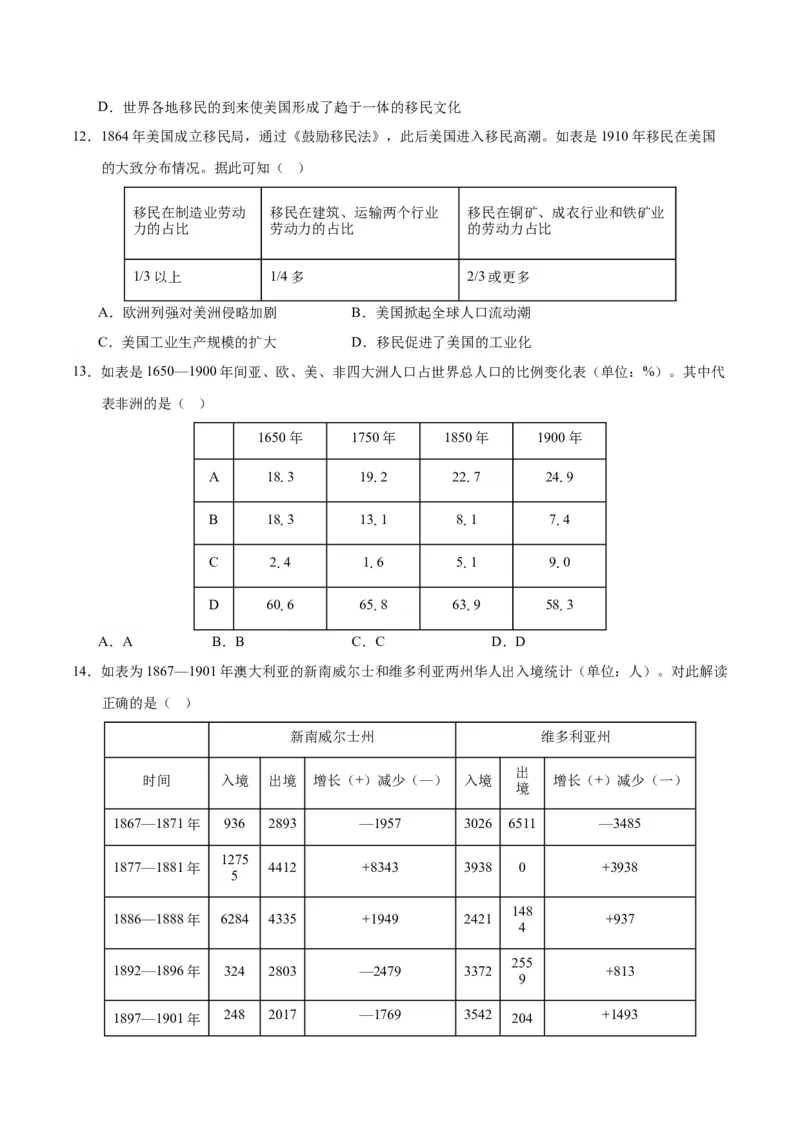 《第三单元人口迁徙、文化交融与认同（单元测试卷）（选择性必修3：文化交流与传播）_新版高中_高中历史新版_高中历史选择性必修3（统编版）_单元复习专项-P43_2024版》第4页预览