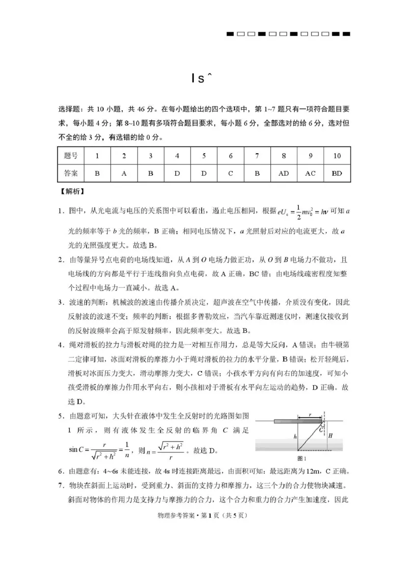 《西南名校联盟2026届“3+3+3”高考备考诊断性联考（五）物理答案_2024-2027高三（6-6月题库）_2026年05月高三试卷_260516西南名校联盟2026届“3+3+3”高考备考诊断性联考（五）》第1页预览