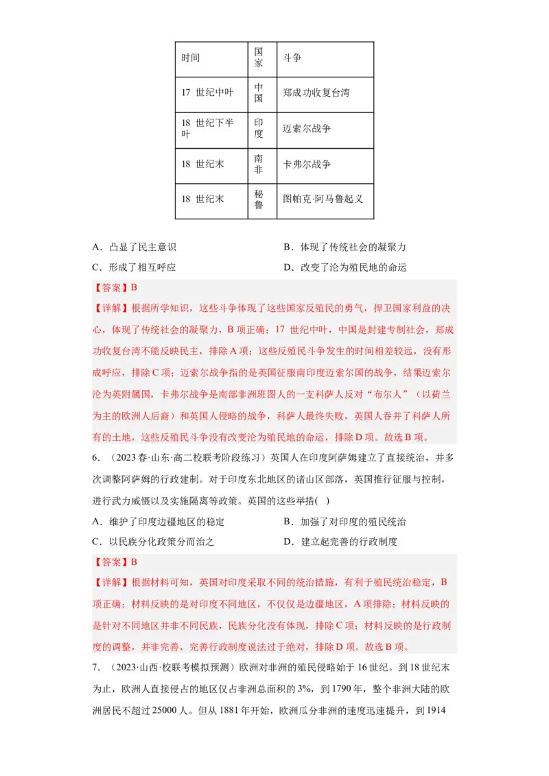 《第六单元世界殖民体系与亚非拉民族独立运动（专题过关）（教师版）_新版高中_高中历史新版_高中历史纲要下（统编版）_期中期末》第3页预览
