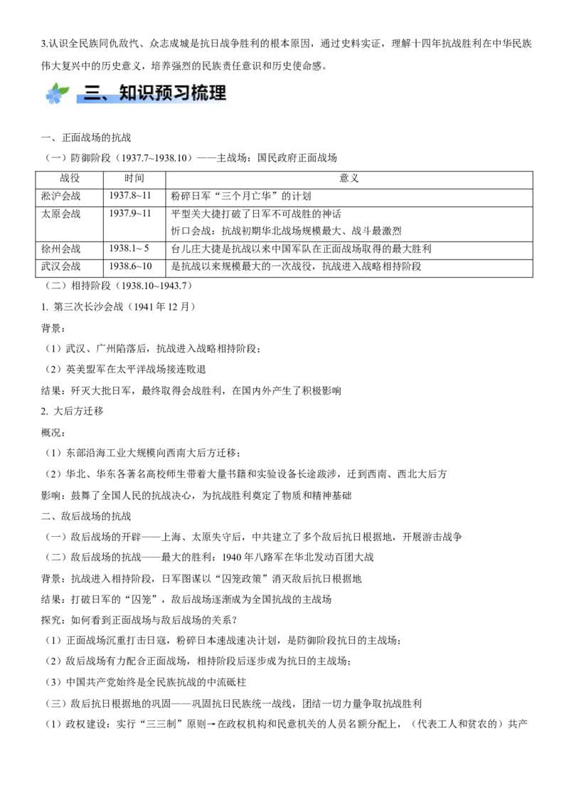 《第23课全民族浴血奋战与抗日战争的胜利（学案）-（统编版中外历史纲要上册）_新版高中_高中历史新版_高中历史纲要上（统编版）_大单元教学课件+教学设计-P21》第2页预览
