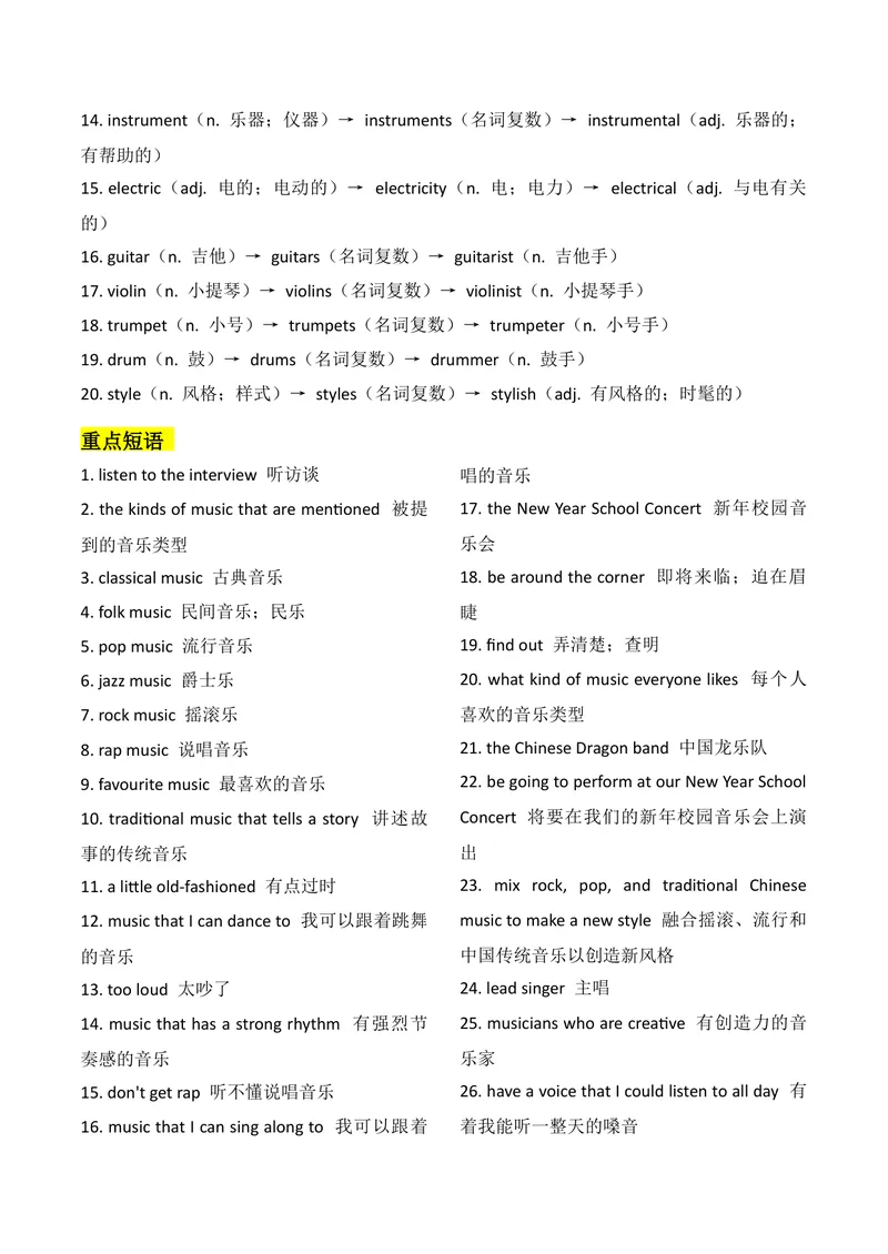 《新人教版九上知识清单U7（送默写版）(1)_初中英语789_26秋最新人教版英语九年级上册_26秋人教九上_08、单元知识清单背诵版+默写版PDF版+word版_知识清单WORD版本》第2页预览