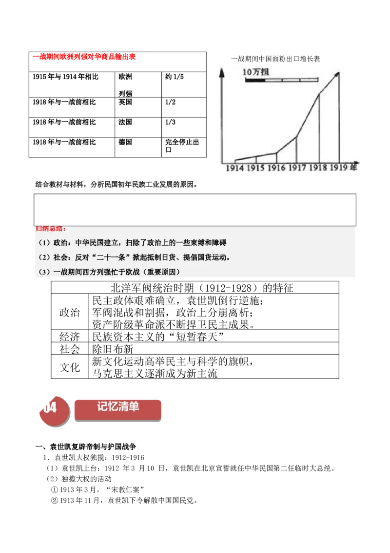 《第19课北洋军阀统治时期的政治、经济与文化（学案）-（中外历史纲要上册）_新版高中_高中历史新版_高中历史纲要上（统编版）_同步讲义-P5_2024版》第6页预览