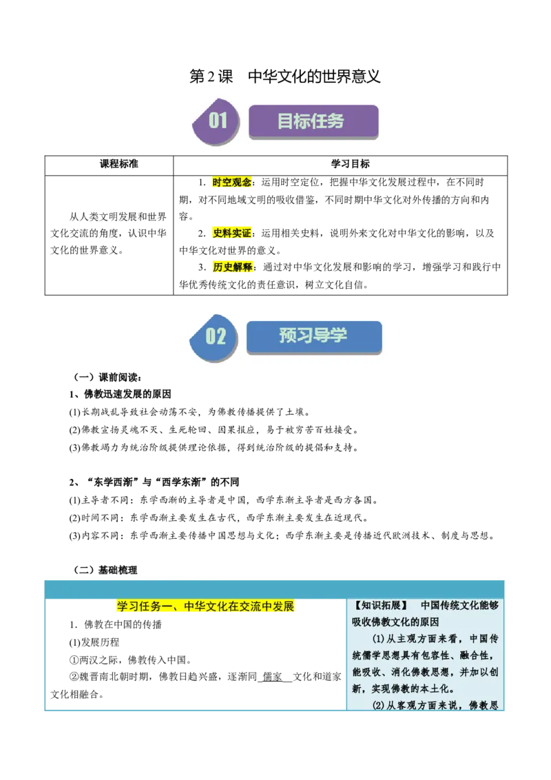 《第2课中华文化的世界意义-选择性必修3：文化交流与传播）_新版高中_高中历史新版_高中历史选择性必修3（统编版）_同步讲义-P5_2024版》第1页预览