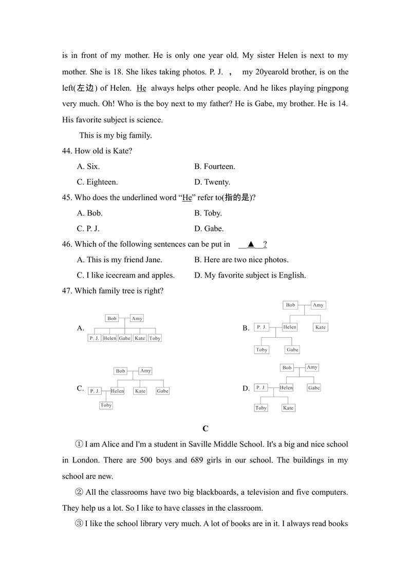 《期中学情评估人教版英语七年级上册_初中英语789_最新人教版英语七年级上册_英语7上最新改版_七上练习试卷_7年级上册_期中试卷》第6页预览