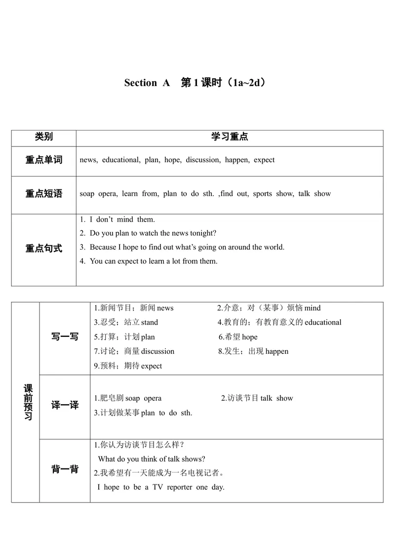 《SectionA第1课时（导学案）_初中英语789_最新人教版英语八年级上册_老版（含有参考价值）_01教案人教版初中英语八上（多版本）易提分旗舰店_人教版英语8年级上教案教案0_259》第3页预览