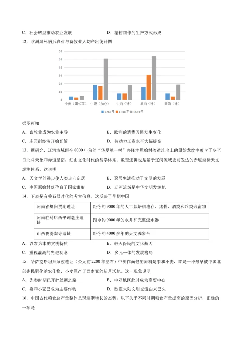 《第一单元食物生产与社会生活（单元测试·能力提升卷）（选择性必修2：经济与社会生活）_新版高中_高中历史新版_高中历史选择性必修2（统编版）_单元复习专项-P43_2024版》第4页预览