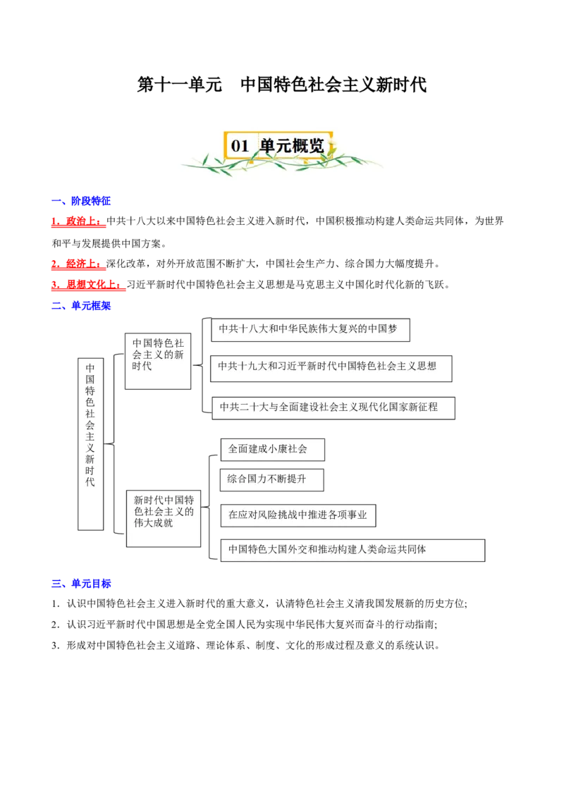 《第十一单元中国特色社会主义新时代（知识清单）-（中外历史纲要上）_新版高中_高中历史新版_高中历史纲要上（统编版）_单元复习专项-P43_2025版》第1页预览