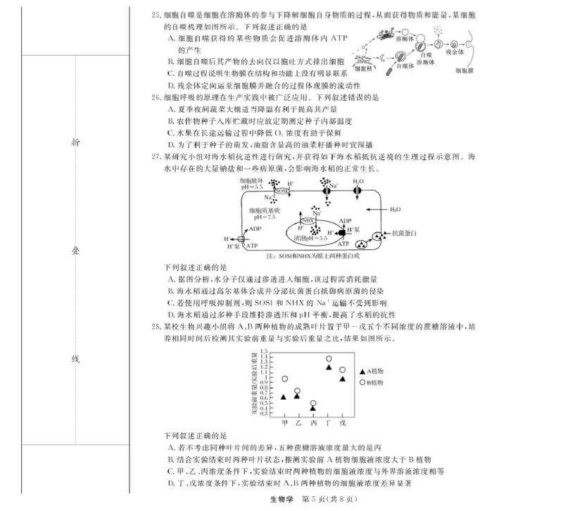 《浙江省强基联盟2025-2026学年高一上学期12月月考生物试题扫描版含解析_2026年高一《月考+期中考+阶段性检测真题合集》全国各省全科无水印_浙江省强基联盟2026学年高一上学期12月月考》第5页预览