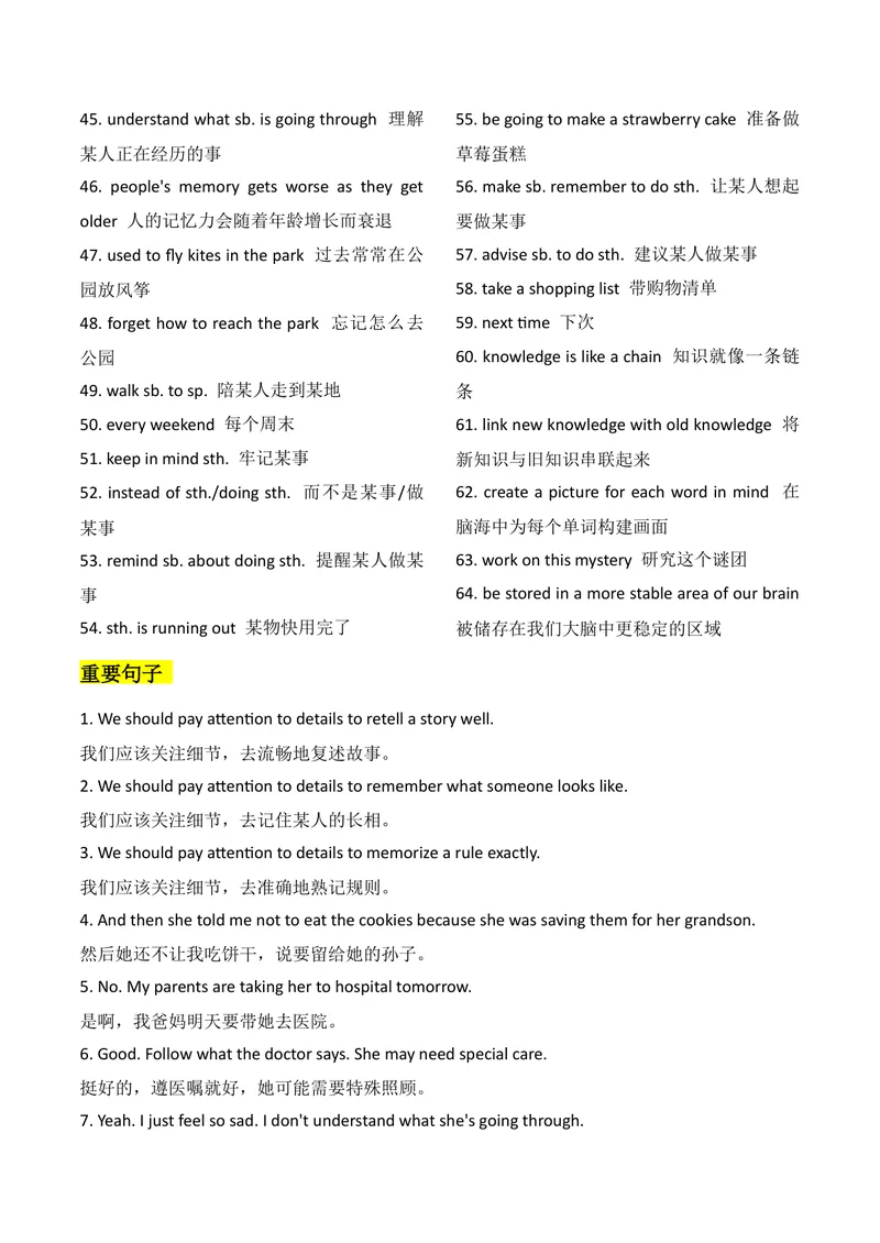 《新人教版九上知识清单U4（送默写版）(1)_初中英语789_26秋最新人教版英语九年级上册_26秋人教九上_08、单元知识清单背诵版+默写版PDF版+word版_知识清单WORD版本》第5页预览