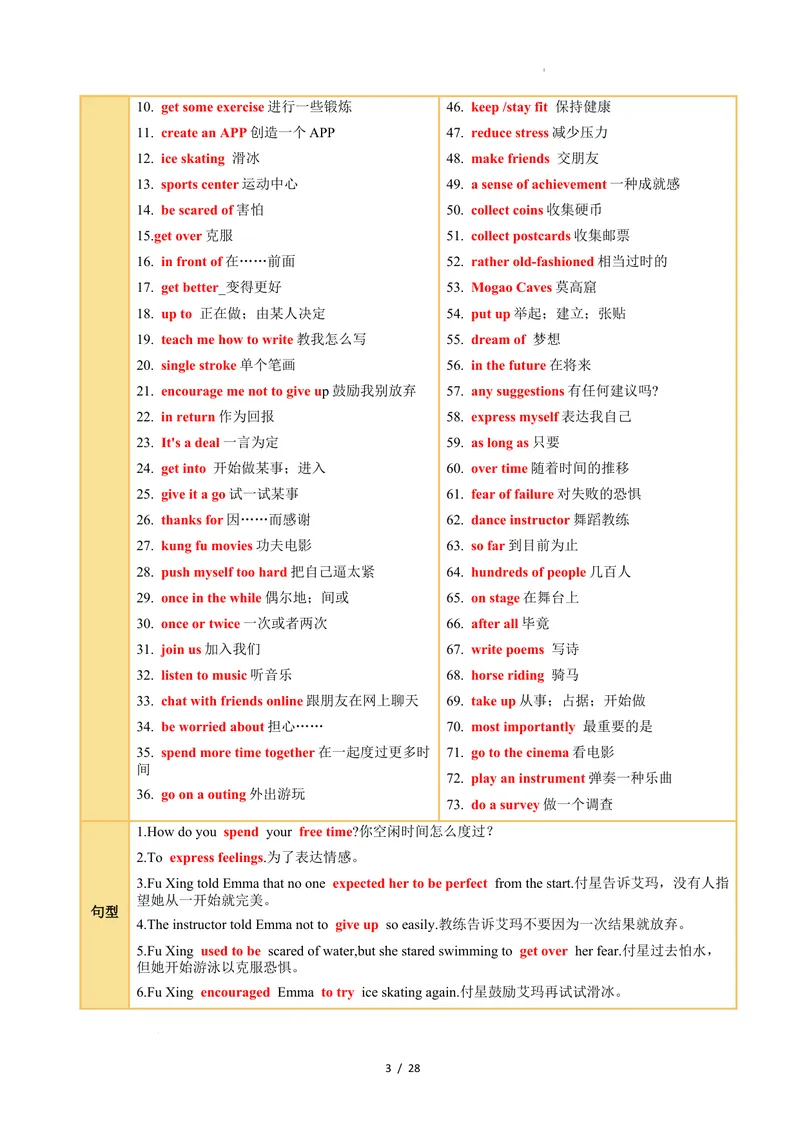 《Unit1TimetoRelax（知识清单）（答案版）_初中英语789_最新人教版英语八年级下册_2026春新人教版八下（更新中）_000课件PPT_01课件+教案（更新中）_3课件+教案+分层作业_专项练习》第3页预览