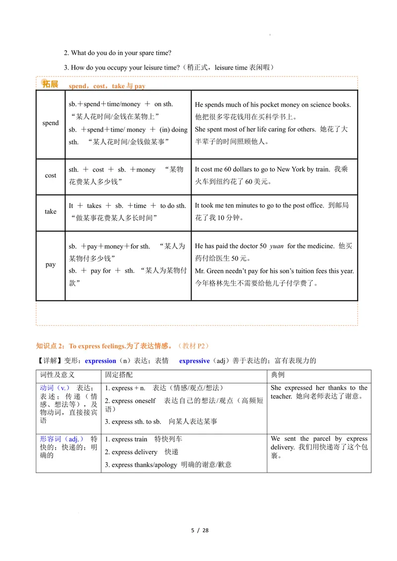 《Unit1TimetoRelax（知识清单）（答案版）_初中英语789_最新人教版英语八年级下册_2026春新人教版八下（更新中）_000课件PPT_01课件+教案（更新中）_3课件+教案+分层作业_专项练习》第5页预览