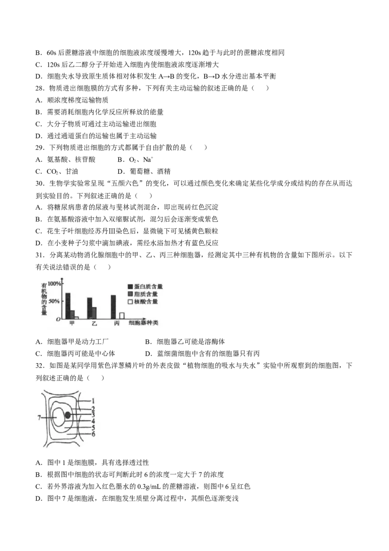《江苏省扬州市高邮市2025-2026学年高一上学期期中考试生物Word版含答案_2026年高一《月考+期中考+阶段性检测真题合集》全国各省全科无水印》第5页预览