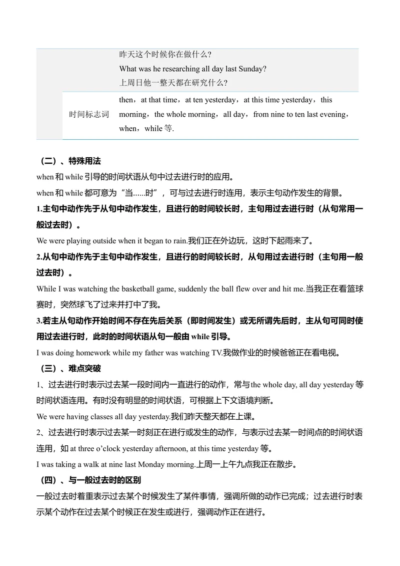 《考点清单05过去进行时（精讲精练）（教师版）_初中英语789_最新人教版英语八年级下册_旧版（有参考价值）_版本二_八年级英语下册（人教版）_期末专项复习-U302_2025版》第2页预览