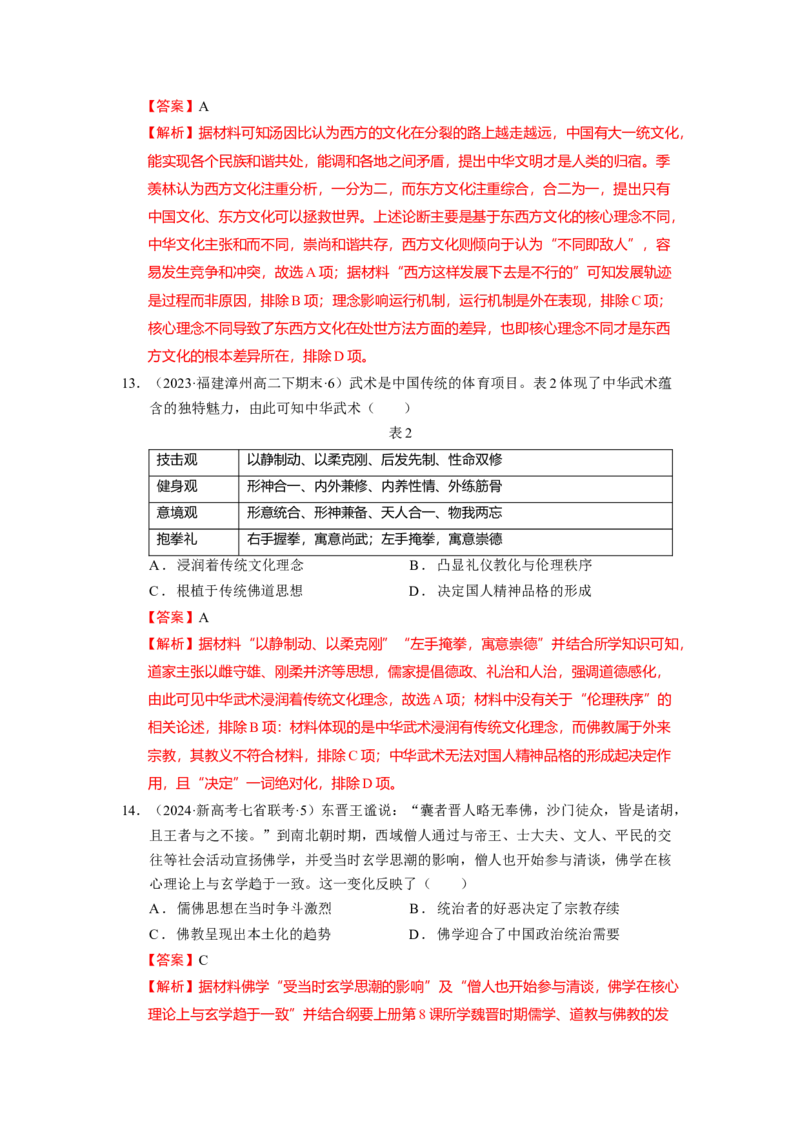 《第一单元源远流长的中华文化单元测试（解析版）_新版高中_高中历史新版_高中历史选择性必修3（统编版）_单元测试》第6页预览