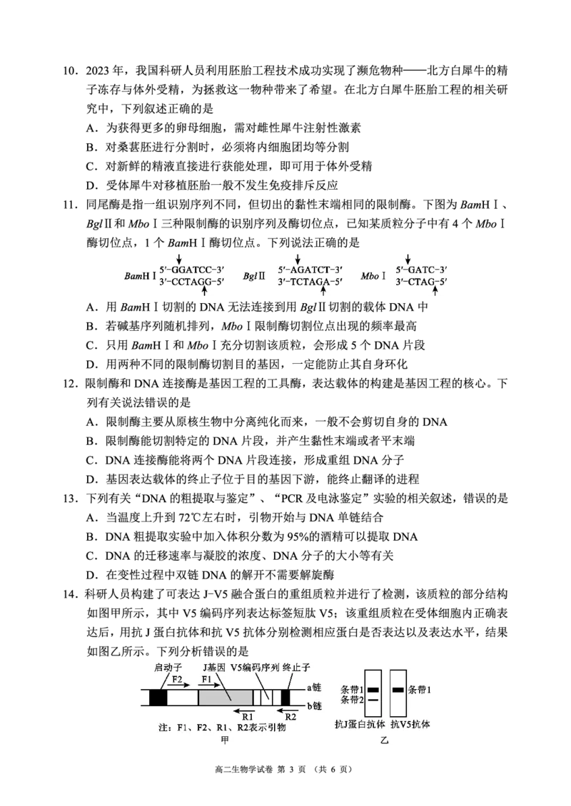 《蓉城名校联盟2025-2026学年高二下学期期中考试生物_2024-2027高二（7-7月题库）_2026年05月高二试卷_260506四川省蓉城名校联盟2025-2026学年高二下学期期中考试（全）》第3页预览