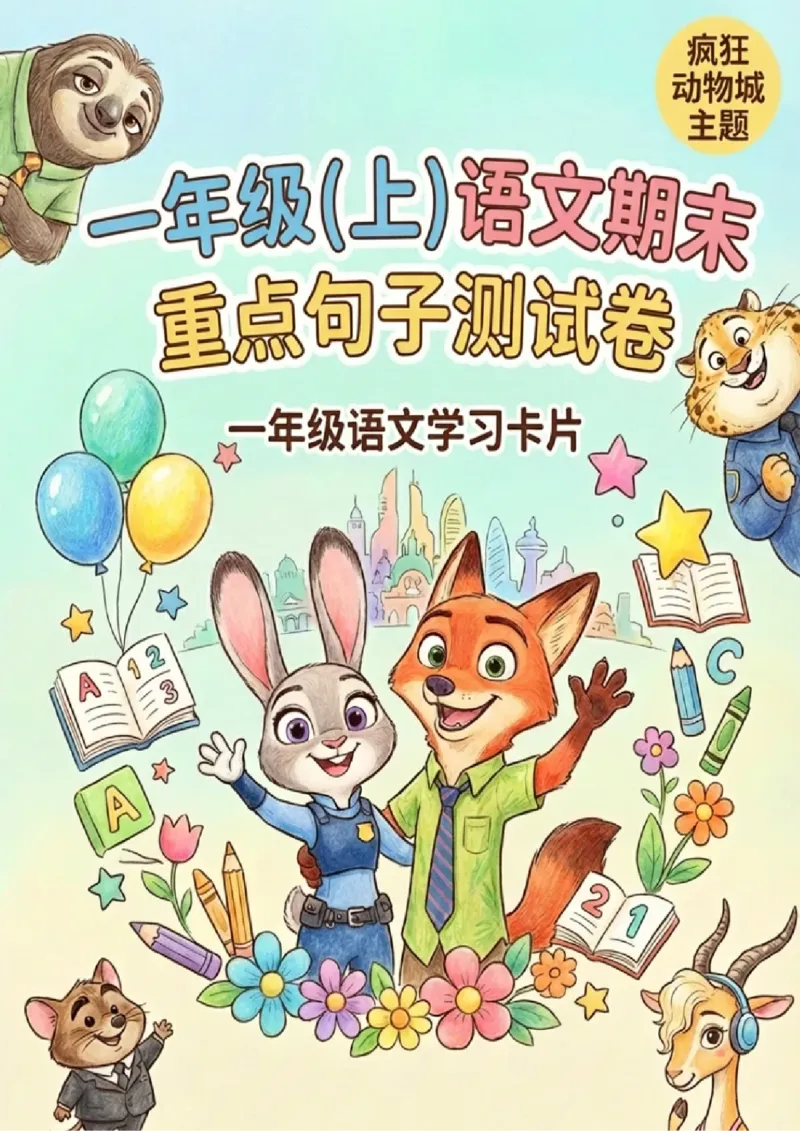 《一年级（上）语文重点句子测试卷-疯狂动物城主题_赠送2026小学1-6年级资料合集(按需自取)_一年级_一年级（上）语文重点句子测试卷-疯狂动物城主题》第1页预览