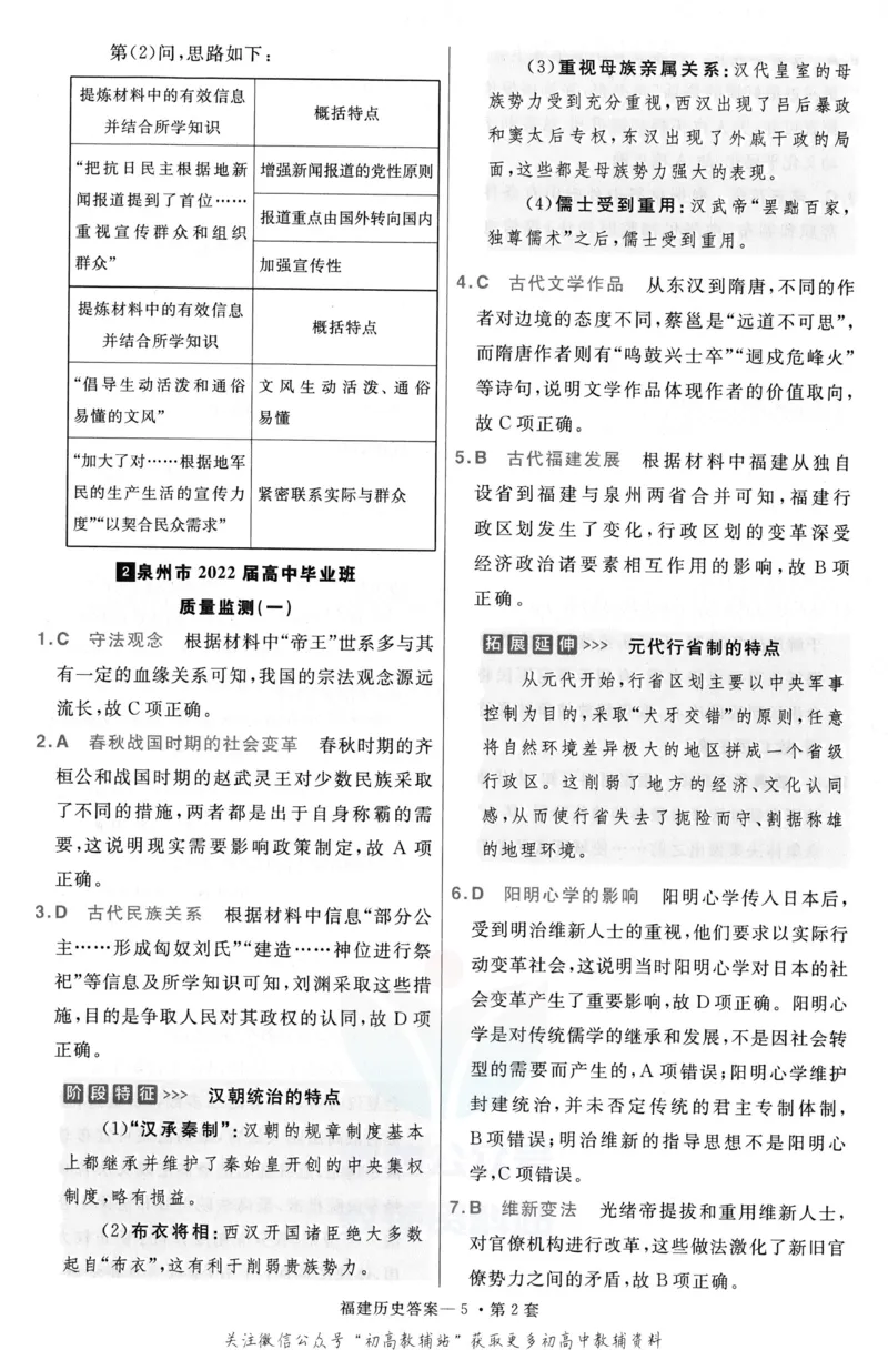 《金考卷优秀模拟试卷汇编45套福建新高考历史解析册_12.2026年4月全国各地高考模拟卷_2026天星金考卷·优秀模拟试卷汇编45套_2023版》第5页预览