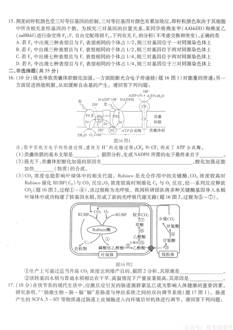 《重庆市南开中学高2026届高三第六次质量检测生物_12.2026年4月全国各地高考模拟卷_2026届重庆市南开中学高高三第六次质量检测（全科）》第5页预览