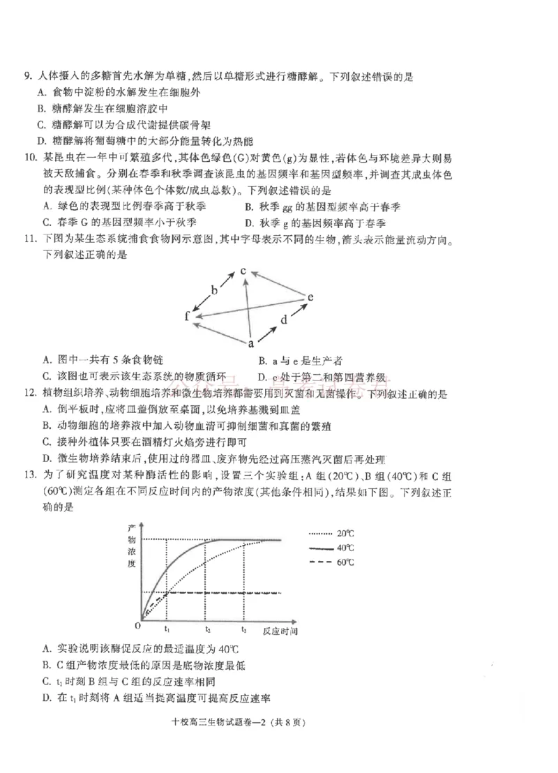 《金华十校2026年4月高三模拟考试生物_副本_12.2026年4月全国各地高考模拟卷_2026年4月_2026届浙江省金华十校高三4月模拟考试全科_06生物_浙江省金华十校高三4月模拟考试》第2页预览