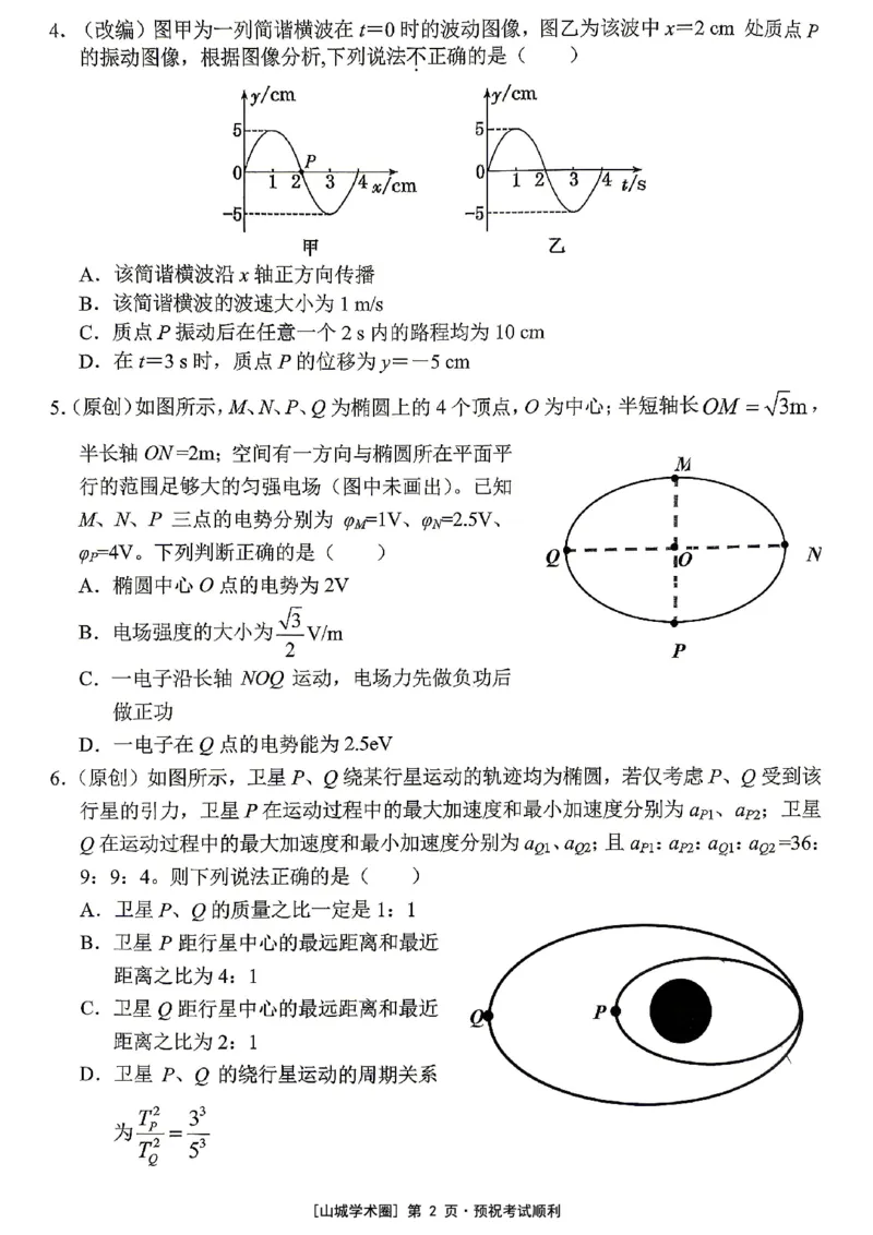 《重庆市七校联盟高2026届第三次联合诊断性考试物理+答案_2024-2027高三（6-6月题库）_2026年05月高三试卷_260524重庆市七校联盟高2026届第三次联合诊断性考试（全科）》第2页预览
