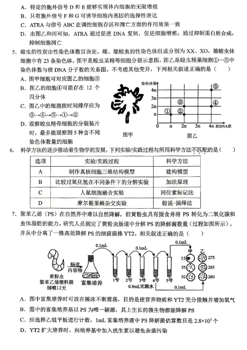 《西南大学附中高2026届高考全真模拟试题生物_2024-2027高三（6-6月题库）_2026年05月高三试卷_260508重庆西南大学附中高2026届高考全真模拟试题（全科）》第2页预览