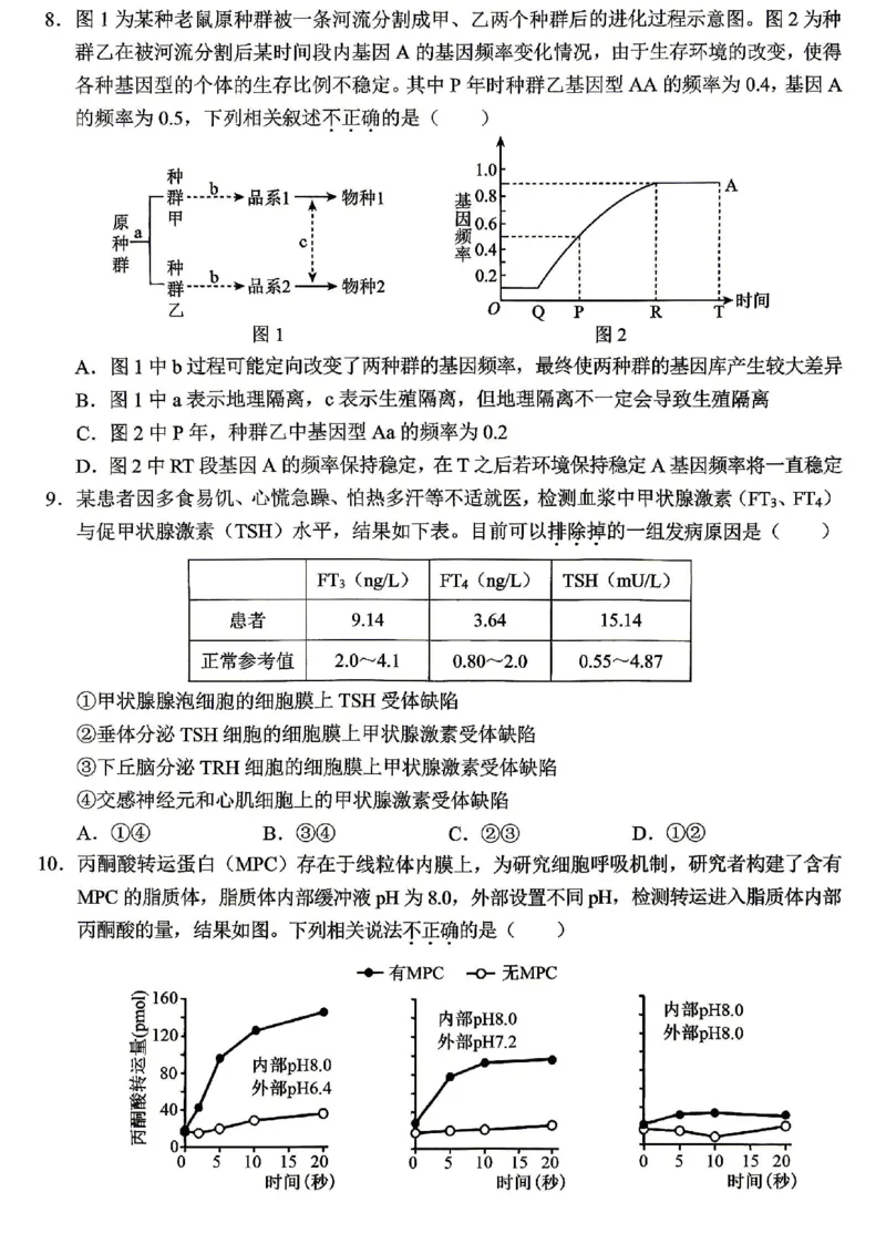 《西南大学附中高2026届高考全真模拟试题生物_2024-2027高三（6-6月题库）_2026年05月高三试卷_260508重庆西南大学附中高2026届高考全真模拟试题（全科）》第3页预览