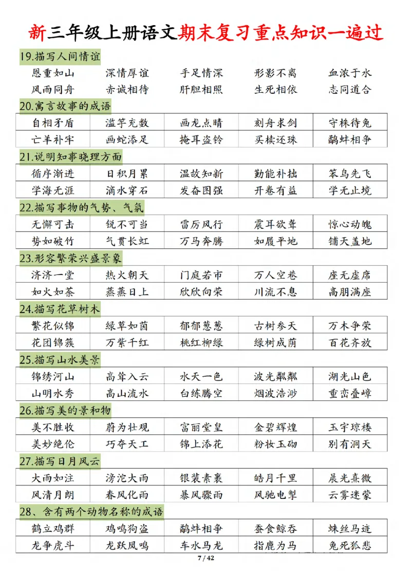 《三年级（上）语文期末复习重点知识一遍过（十三考点汇总）_赠送2026小学1-6年级资料合集(按需自取)_三年级_三年级（上）语文期末复习重点知识一遍过（十三考点汇总）》第7页预览