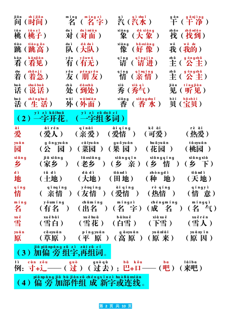 《一年级（上）语文期末考点汇总（10页）_赠送2026小学1-6年级资料合集(按需自取)_一年级_一年级（上）语文期末考点汇总（10页）》第2页预览