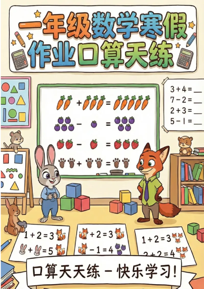 《一年级（下）数学寒假作业口算天天练14天_赠送2026小学1-6年级资料合集(按需自取)_一年级_一年级（下）数学寒假作业口算天天练14天》第1页预览