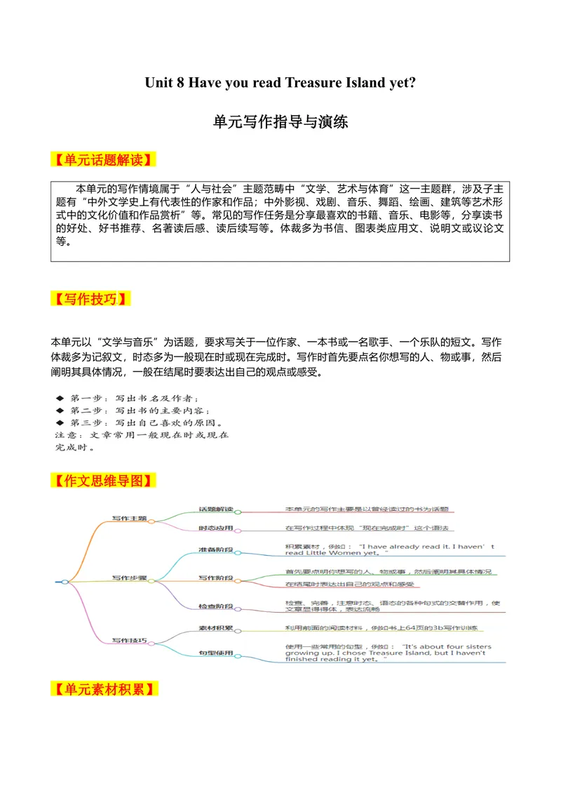《Unit8单元写作指导与演练-（人教版）_初中英语789_最新人教版英语八年级下册_旧版（有参考价值）_版本二_八年级英语下册（人教版）_单元写作深度指导-V34_2025版》第1页预览
