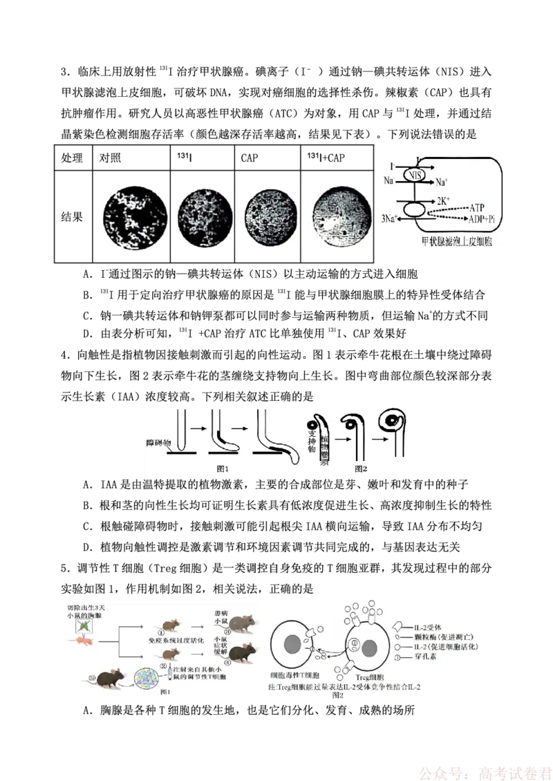 《重庆市第八中学校2025-2026学年度（下）高三年级入学考试生物_12.2026年4月全国各地高考模拟卷_2026届重庆市第八中学高三下入学考试》第2页预览