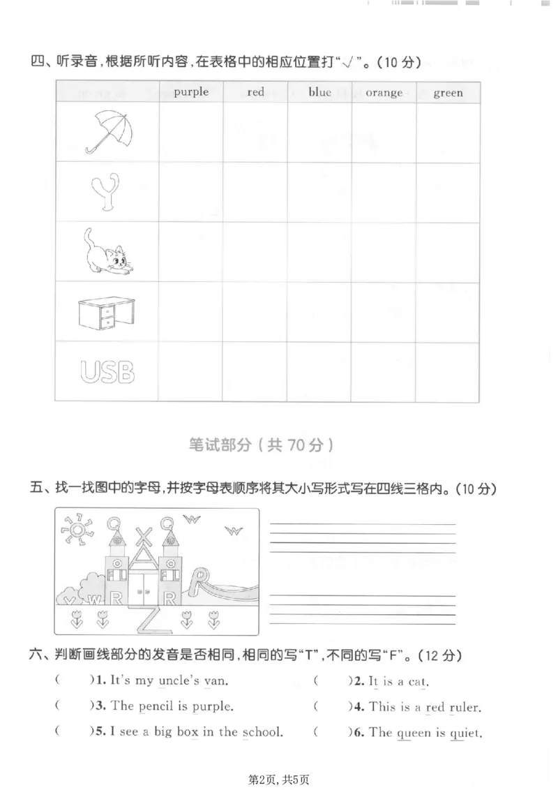 《三年级（上）英语第三单元测试卷1《冀教版》_赠送2026小学1-6年级资料合集(按需自取)_三年级_三年级（上）英语第三单元测试卷1《冀教版》》第2页预览