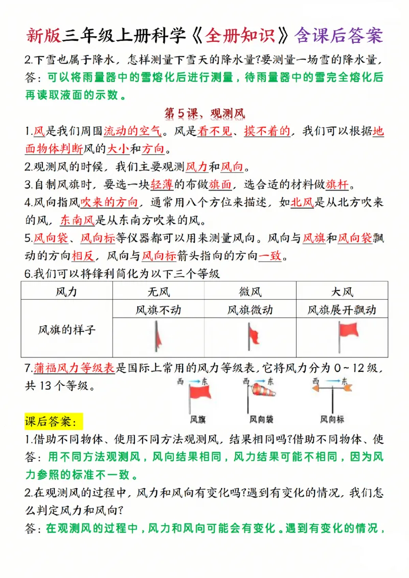 《三年级（上）科学《全册知识》含课后答案《教科版》_赠送2026小学1-6年级资料合集(按需自取)_三年级_三年级（上）科学《全册知识》含课后答案《教科版》(1)》第5页预览