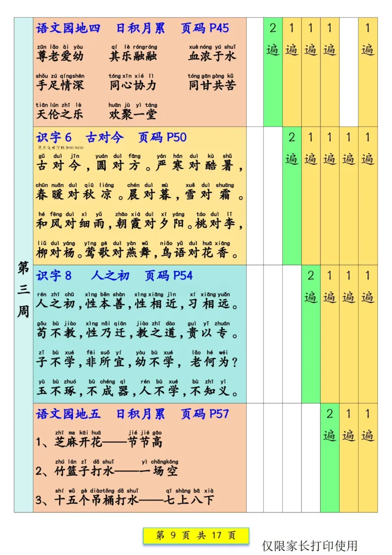 《一年级（下）语文预习课文背诵337法_赠送2026小学1-6年级资料合集(按需自取)_一年级_一年级（下）语文预习课文背诵337法》第9页预览