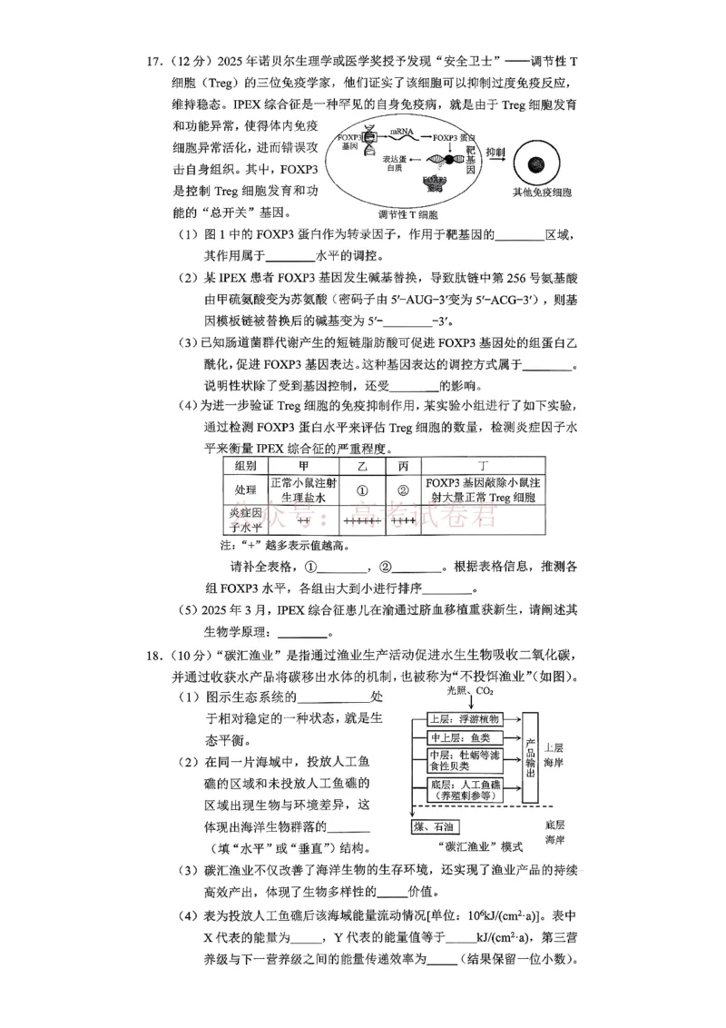 《重庆市2026年普通高等学校招生全国统一考试康德调研（四）生物+答案_副本_12.2026年4月全国各地高考模拟卷_2026届重庆市康德高三模拟调研（四）全科》第5页预览