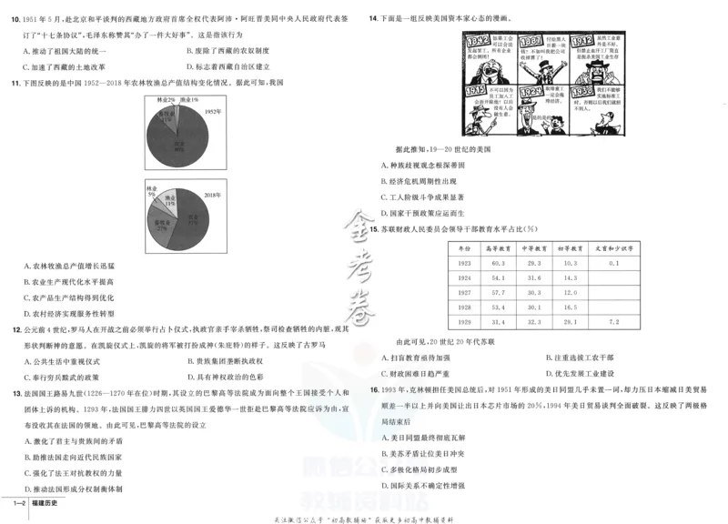 《金考卷优秀模拟试卷汇编45套福建新高考历史_12.2026年4月全国各地高考模拟卷_2026天星金考卷·优秀模拟试卷汇编45套_2023版》第4页预览