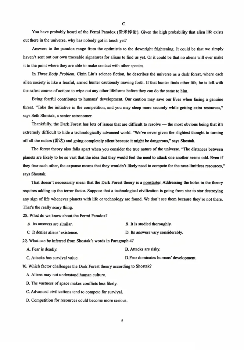 《辽宁省沈阳市第一二0中学2025-2026学年高二下学期期中考试英语试卷（图片版含答案，无听力音频有文字材料）_2024-2027高二（7-7月题库）_2026年06月高二试卷》第5页预览