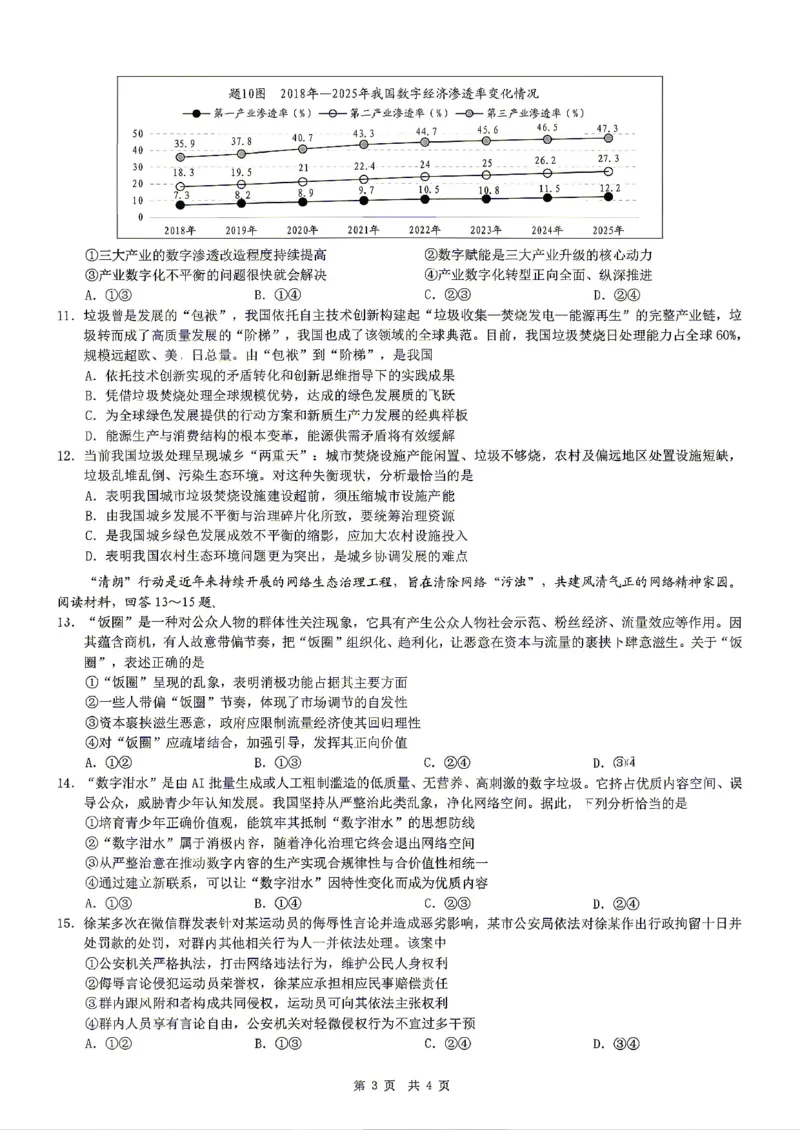 《重庆市2026年普通高等学校招生全国统一考试政治+答案_2024-2027高三（6-6月题库）_2026年05月高三试卷_260517重庆市2026年普通高等学校招生全国统一考试（康德三诊）（全科）》第3页预览