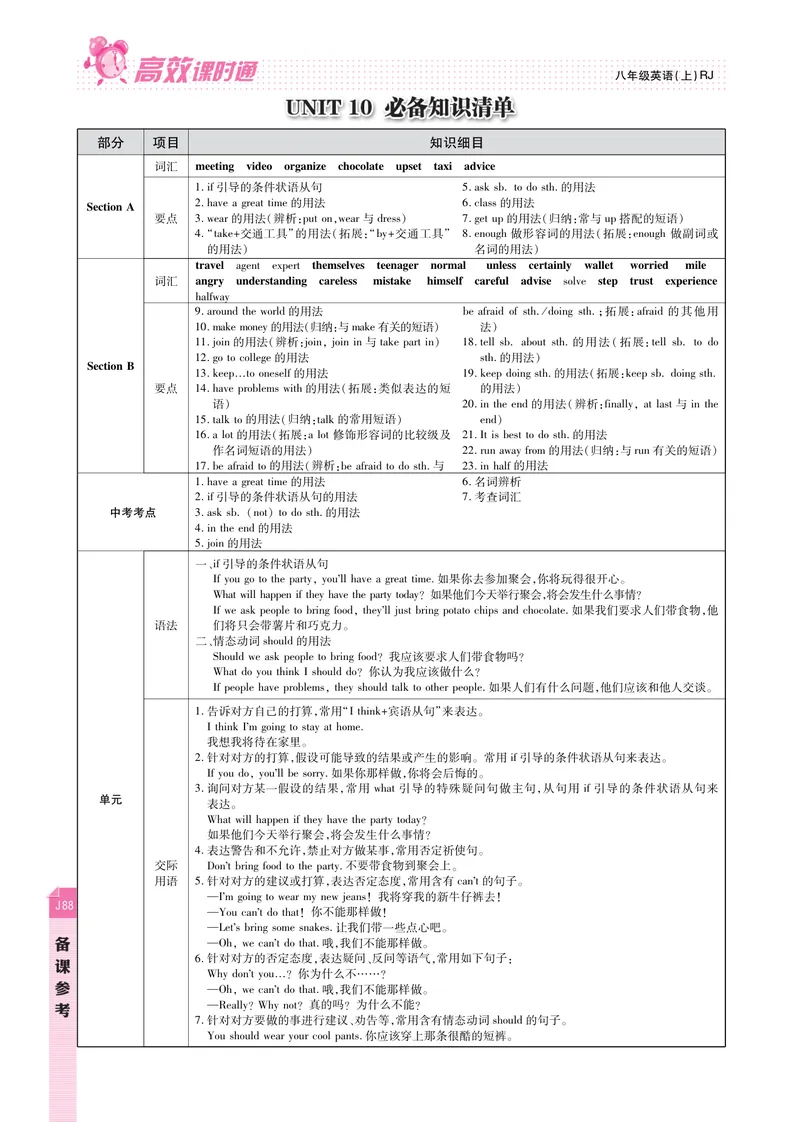 《高效课时通人教版英语八年级上册Unit10Ifyougototheparty,you’llhaveagreattime!备课参考（PDF版）_初中英语789_最新人教版英语八年级上册_老版（含有参考价值）_备课素材》第1页预览