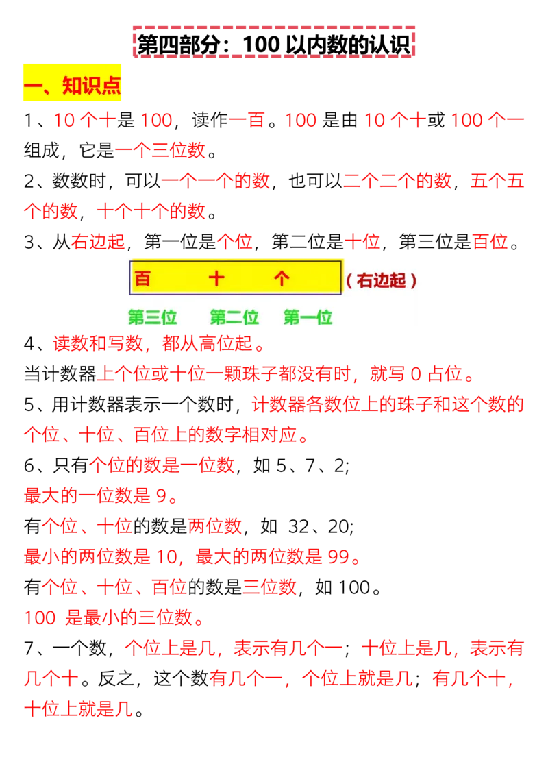 《一年级（下）数学重难点知识点梳理_赠送2026小学1-6年级资料合集(按需自取)_一年级_一年级（下）数学重难点知识点梳理》第10页预览