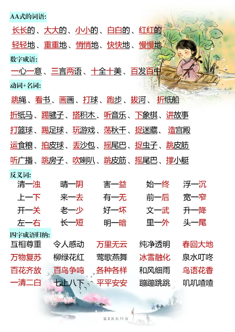 《一年级（下）语文全册知识点汇总_赠送2026小学1-6年级资料合集(按需自取)_一年级_一年级（下）语文全册知识点汇总》第3页预览