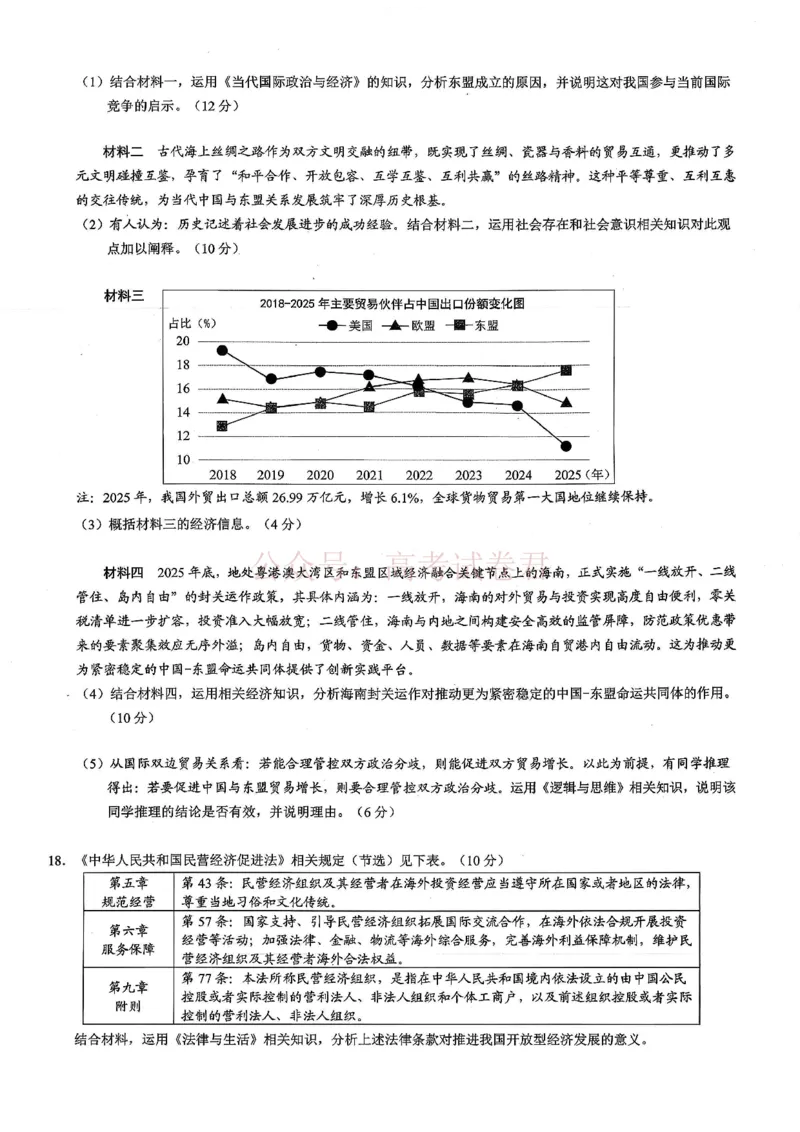 《重庆市2026年普通高等学校招生全国统一考试康德调研（三）政治+答案_副本_12.2026年4月全国各地高考模拟卷_2026届重庆市康德高三模拟调研卷（三）全科》第4页预览