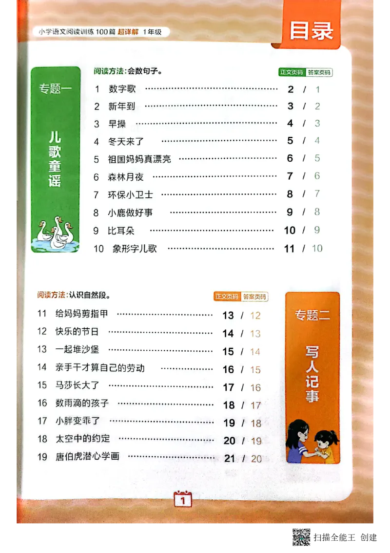 《王朝霞1年级阅读训练100篇超详解_26-27学年《王朝霞小学语文阅读训练100篇超详解》（第4次修订）_27版1上语文王朝霞《阅读100篇超详解》》第6页预览