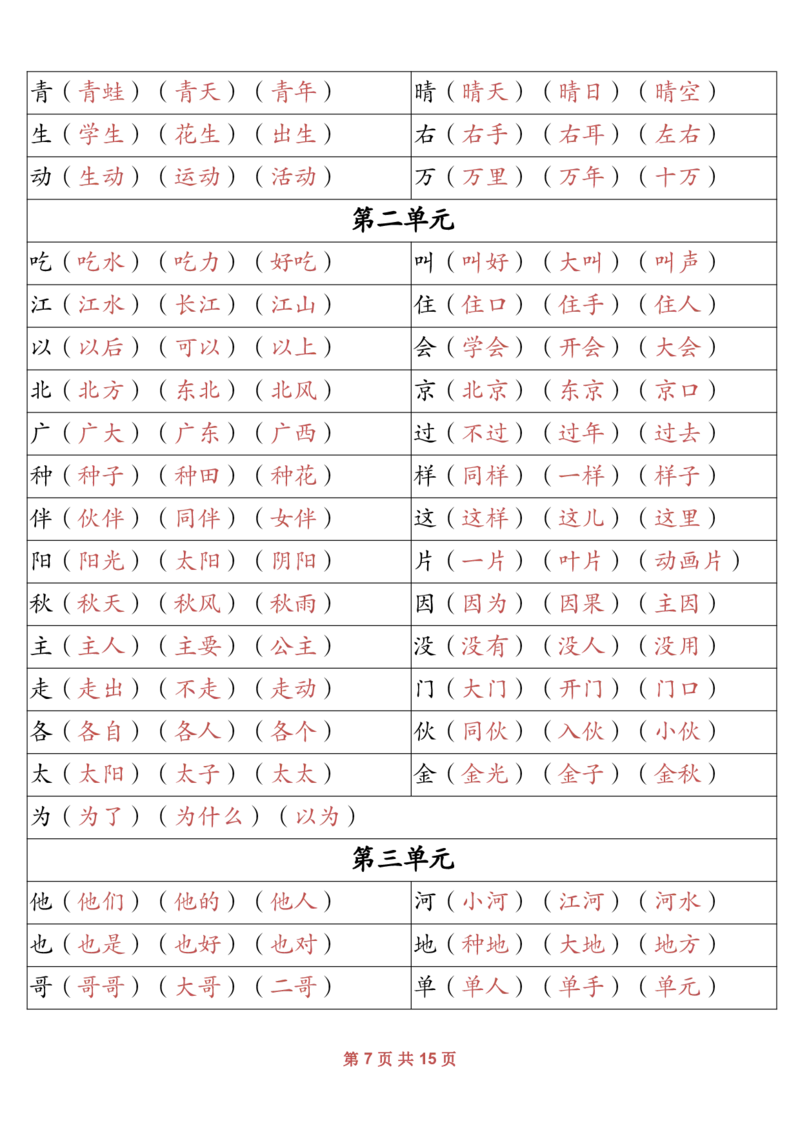 《一年级（下）语文寒假预习资料_赠送2026小学1-6年级资料合集(按需自取)_一年级》第7页预览